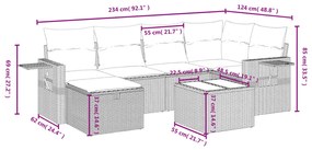 vidaXL Σετ Καναπέ Κήπου 7 τεμ. Μικτό Μπεζ Συνθετικό Ρατάν & Μαξιλάρια