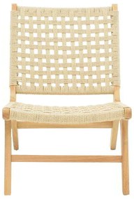 Πολυθρόνα Polisin pakoworld σχοινί-rubberwood σε φυσική απόχρωση 55x80x77εκ