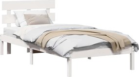vidaXL Σκελετός Κρεβατιού Λευκό 75 x 190 cm Μασίφ ξύλο πεύκου