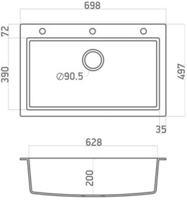 Νεροχύτης Sanitec 70 1B-Pietra