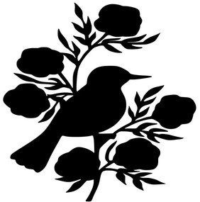 Διακοσμητικό Τοίχου Rose And Bird 891TNL3118 67x70cm Black Wallity Metal
