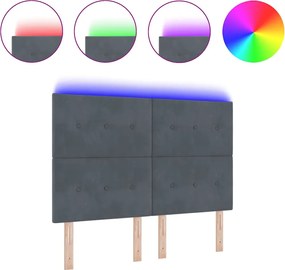 vidaXL LED κεφαλάρι με φώτα λωρίδας LED Γκρι 144 cm Πολυεστέρας