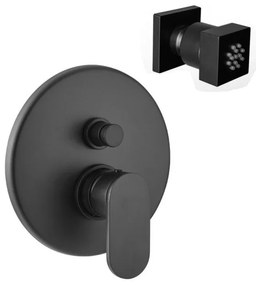 Armando Vicario Slim Black Matt Μίκτης Εντοιχισμού 2 Εξόδων με Εκτροπέα+Jet επιτοίχιο Τετράγωνο