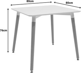 Τραπέζι Snow MDF λευκό-πόδια σε φυσική απόχρωση 80x80x76εκ