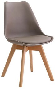 MARTIN Καρέκλα Ξύλο, PP Sand Beige Μονταρισμένη Ταπετσαρία -  49x57x82cm