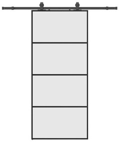 vidaXL Συρόμενη Πόρτα με Μηχανισμό Μαύρο 90x205 εκ. Γυαλί ESG