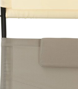 vidaXL Ξαπλώστρα Διπλή με Σκίαστρο Taupe και Κρεμ από Textilene