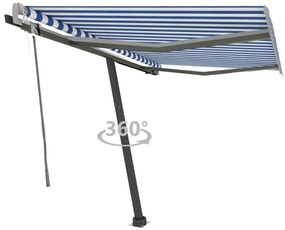 vidaXL Τέντα Αυτόματη Ανεξάρτητη Μπλε/Λευκό 300 x 250 εκ.