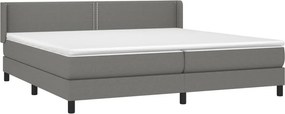 vidaXL Κρεβάτι Boxspring με Στρώμα Σκούρο Γκρι 200x200 εκ. Υφασμάτινο