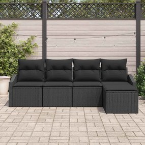 vidaXL Σετ Καναπέ με μαξιλάρι 5 pcs Μαύρο συνθετικό ρατάν