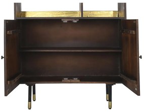 Ράφια DKD Home Decor Μαύρο Χρυσό Μέταλλο Σκούρο καφέ Ξύλο από Μάνγκο 4 Ράφια (90 x 35 x 200 cm)