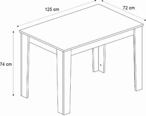 Τραπέζι Darlen Megapap χρώμα λευκό 125x72x74εκ.