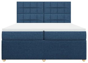 vidaXL Κρεβάτι Boxspring με Στρώμα Μπλε 200x200 εκ. Υφασμάτινο