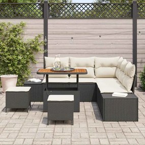 vidaXL Σετ Καναπέ Κήπου με μαξιλάρι 8 pcs Μαύρο Πολυ ράταν