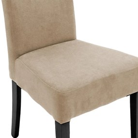 Καρέκλα Ditta pakoworld ύφασμα εκρού-πόδι μασίφ ξύλο μαύρο | Συσκευασία 2 τμχ