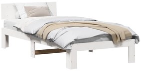 vidaXL Κρεβάτι  με προσκέφαλο λευκό 75x190 εκ. από μασίφ ξύλο πεύκου
