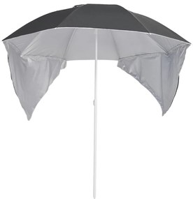 vidaXL Ομπρέλα Θαλάσσης με Πλαϊνά Σκίαστρα Ανθρακί 215 εκ.