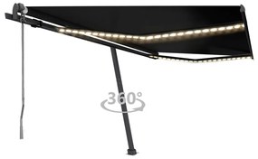 vidaXL Τέντα Αυτόματη με LED &amp; Αισθητήρα Ανέμου Ανθρακί 400x350 εκ.
