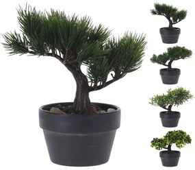 δεντράκι μπονζάι τεχνητό υ19cm σε γλαστράκι φ105x65mm με φυσικές πέτρες σε 4 σχέδια - art-06350634