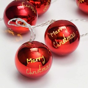 Χριστουγεννιάτικα Λαμπάκια Σειρά Balls 10 Led X061011301 135+30cm 0,45W Με Μπαταρία &amp; Χρονοδιακόπτη Red Aca