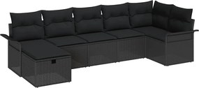 vidaXL Σετ Καναπέ Κήπου με μαξιλάρι 7 pcs Μαύρο Πολυ ράταν