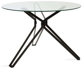 Τραπέζι Aryan 101-000020 Φ110x75cm Black-Clear Μέταλλο,Γυαλί