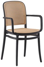 FLORENCE Πολυθρόνα PP Μαύρο, PP Rattan Μπεζ, Στοιβαζόμενη 54x54x84cm