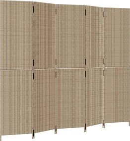 vidaXL Διαχωριστικό Δωματίου 5 Πάνελ Μπεζ από Συνθετικό Ρατάν