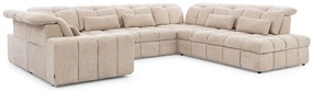 Γωνιακός καναπές Magnelio U, με ηλεκτρικά επεκτεινόμενο κάθισμα, λειτουργία ύπνου 273x160cm, μπέζ 350x107x280cm-Δεξιά γωνία-BOG6822