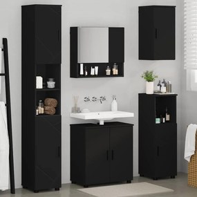 vidaXL Σετ Επίπλων Μπάνιου Επιτοίχιο 5 pcs Μαύρο 61 x 35 x 64 εκ.