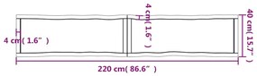 Επιφ Τραπεζιού Αν Καφέ 220x40x(2-6)εκ.Ακατέργ. Μασίφ Ξύλο Δρυός - Καφέ