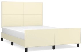 vidaXL Πλαίσιο Κρεβατιού με Κεφαλάρι Κρεμ 140x200 εκ. Συνθετικό Δέρμα