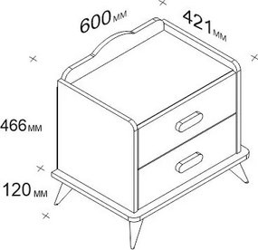 Κομοδίνο Λευκό BAFLUN 60x42.1x58.6