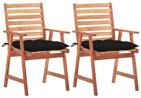 Καρέκλες Τραπεζαρίας Εξ. Χώρου 2 τεμ. Ξύλο Ακακίας με Μαξιλάρια