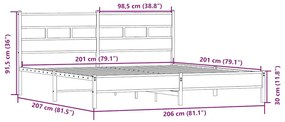 ΣΚΕΛΕΤΟΣ ΚΡΕΒ. ΧΩΡΙΣ ΣΤΡΩΜΑ SONOMA ΔΡΥΣ 200X200 ΕΚ. ΜΕΤΑΛΛΙΚΟ 3308498