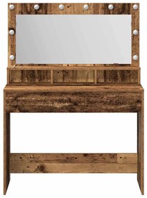 vidaXL Τραπέζι Μακιγιάζ με ράφι Παλαιό ξύλο 100 x 41 x 135 εκ.