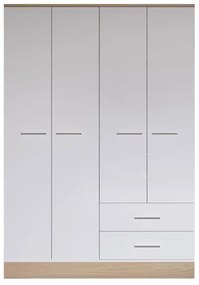 Ντουλάπα ρούχων Harmony pakoworld τετράφυλλη σε oak-λευκή απόχρωση 137x52x198εκ 039-000198
