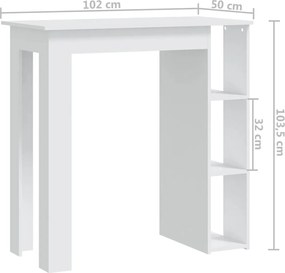 vidaXL Τραπέζι Μπαρ με Ράφια Λευκό 102 x 50 x 103,5 εκ.από Επεξ. Ξύλο