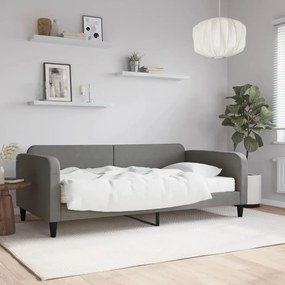 Καναπές Κρεβάτι με Στρώμα Σκούρο Γκρι 100 x 200 εκ. Υφασμάτινο