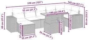 vidaXL Σαλόνι Κήπου Σετ 8 τεμ. Μπεζ Συνθετικό Ρατάν με Μαξιλάρια