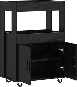 vidaXL Καλάθι Μπαρ Μαύρη Δρυς 60 x 39.5 x 89 εκ. Επεξεργασμένο Ξύλο