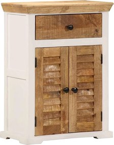 vidaXL Ντουλάπι Λευκό και Καφέ 55x30x73 εκ. Μασίφ Ακατεργ. Ξύλο Μάνγκο