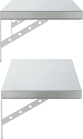 vidaXL Ράφια Τοίχου 2 τεμ. Ασημί 75x30 εκ. Ανοξείδωτο Ατσάλι