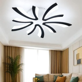 Stewehome Μοντέρνα Πλαφονιέρα Μαύρη LED Πενταπλή Τριών Χρωμάτων 65x15x15 cm