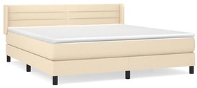 vidaXL Κρεβάτι Boxspring με Στρώμα Κρεμ 160x200 εκ. Υφασμάτινο