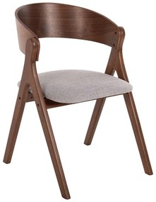 Καρέκλα Nekker HM9739.01 56x55x78cm Ύφασμα & Rubberwood Walnut-Grey Rubberwood,Fabric