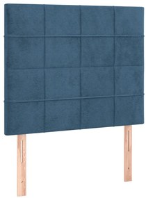 vidaXL Κρεβάτι Boxspring με Στρώμα Σκούρο Μπλε 100x200 εκ. Βελούδινο