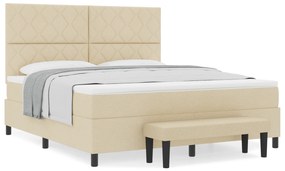 vidaXL Κρεβάτι με Στρώμα & Μπράτσο Κρεμ 180x200 εκ. Ύφασμα