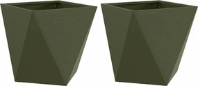 vidaXL Γλάστρα 2 pcs Ελιά Πράσινη 40 x 40 x 40 cm Ατσάλι