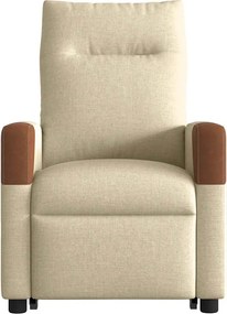 vidaXL Πολυθρόνα Μασάζ Ηλεκ. Ανακλινόμενη με Ανύψωση Κρεμ Υφασμάτινη